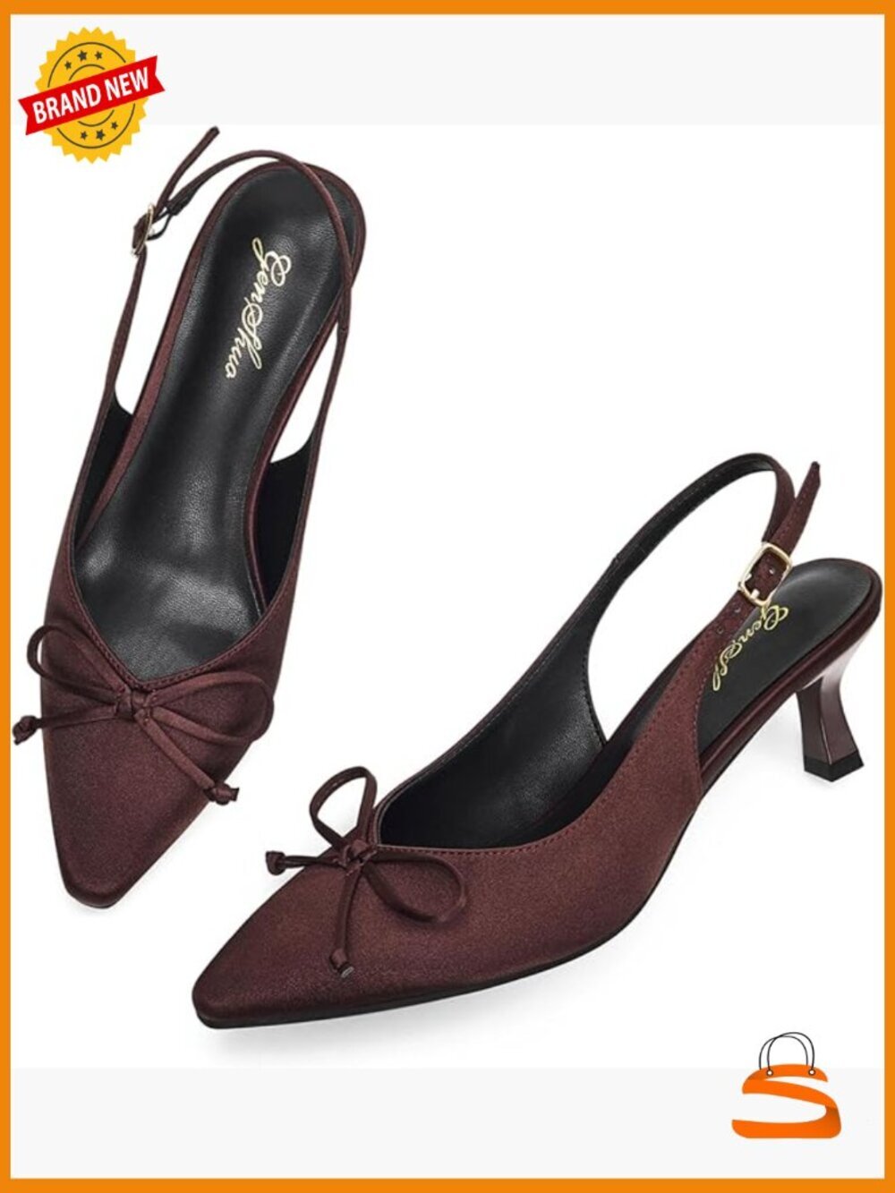 Low Kitten Heels Slingback Dressy Pumps Pointed Closed Toe Ankle Strap Wedding